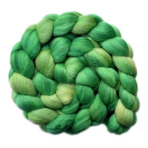 Hand painted roving - Silk / Merino wool 20/80% spinning fiber - 4.3 ounces - Growing Wheat 1