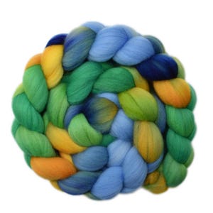 Hand dyed roving - 19μ Merino wool combed top spinning fiber - 4.2 ounces - Canalway 2