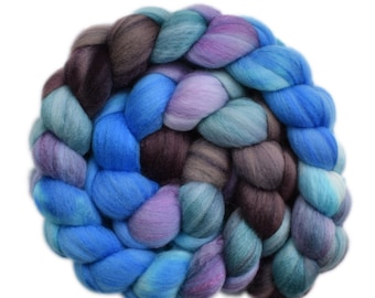 Hand dyed roving - Silk / Merino wool 20/80% spinning fiber - 4.2 ounces - Naval Attache 2