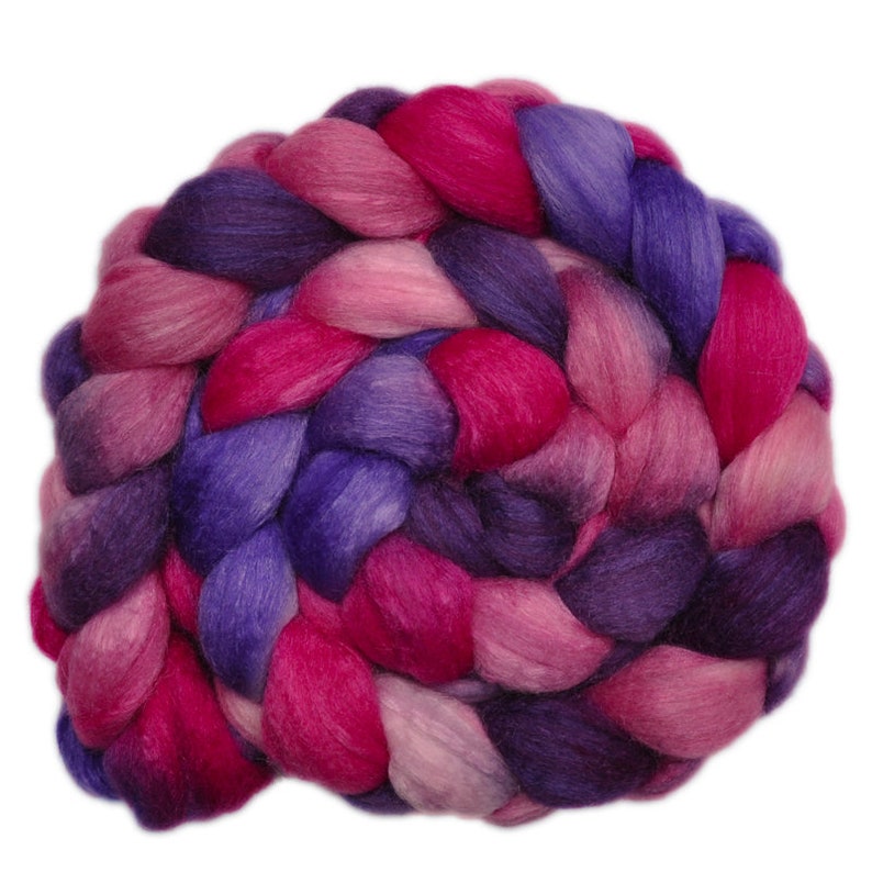 Silk Polwarth 4060/% wool roving Hand dyed roving 4.0 ounces Tears of Joy 2