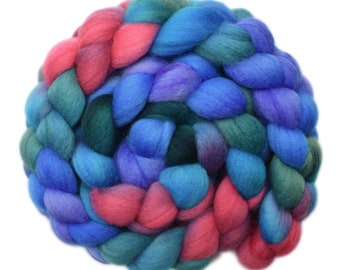 Hand dyed roving - Polwarth wool spinning fiber, 4.2 ounces - Party Game 2