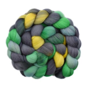 Hand dyed roving - Silk / Polwarth wool spinning fiber, 4.2 ounces - Just Enough 1