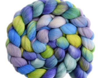 Hand dyed roving - Silk / Merino wool 20/80% spinning fiber - 4.3 ounces - Meadow Moment 2