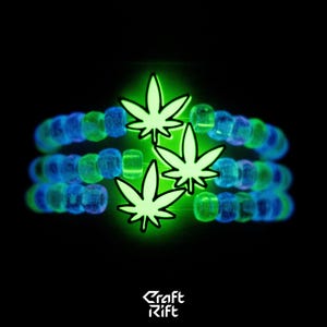 Weed Glow In the Dark Kandi Charm - Rave Kandi for EDM Festivals, EDM Concerts