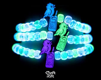 Bird Phone Subtronics Inspired Kandi Charms - Multiple Colors + Glow In the Dark Options - Rave Kandi for EDM Festivals, EDM Concerts