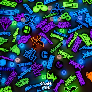 EDM/Bass Artists Kandi Charms Random Variety Pack - Multiple Colors + Glow In the Dark Options - Rave Kandi for EDM Festivals, EDM Concerts