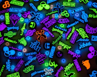 EDM/Bass Artists Kandi Charms Random Variety Pack - Multiple Colors + Glow In the Dark Options - Rave Kandi for EDM Festivals, EDM Concerts
