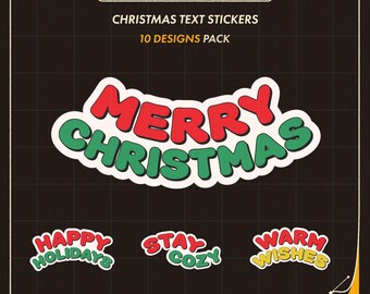 Christmas Animated Text Stickers Pack • 10 Looping Animations + Static Versions