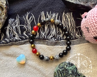 Poké Loop #020_V2 - RedSurge & ShadowGlow Type Luxury Ball–Inspired Crystal Bracelet