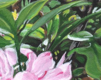Original Oregon Landscape Painting: Wild Rhododendron Flowers, 7x5