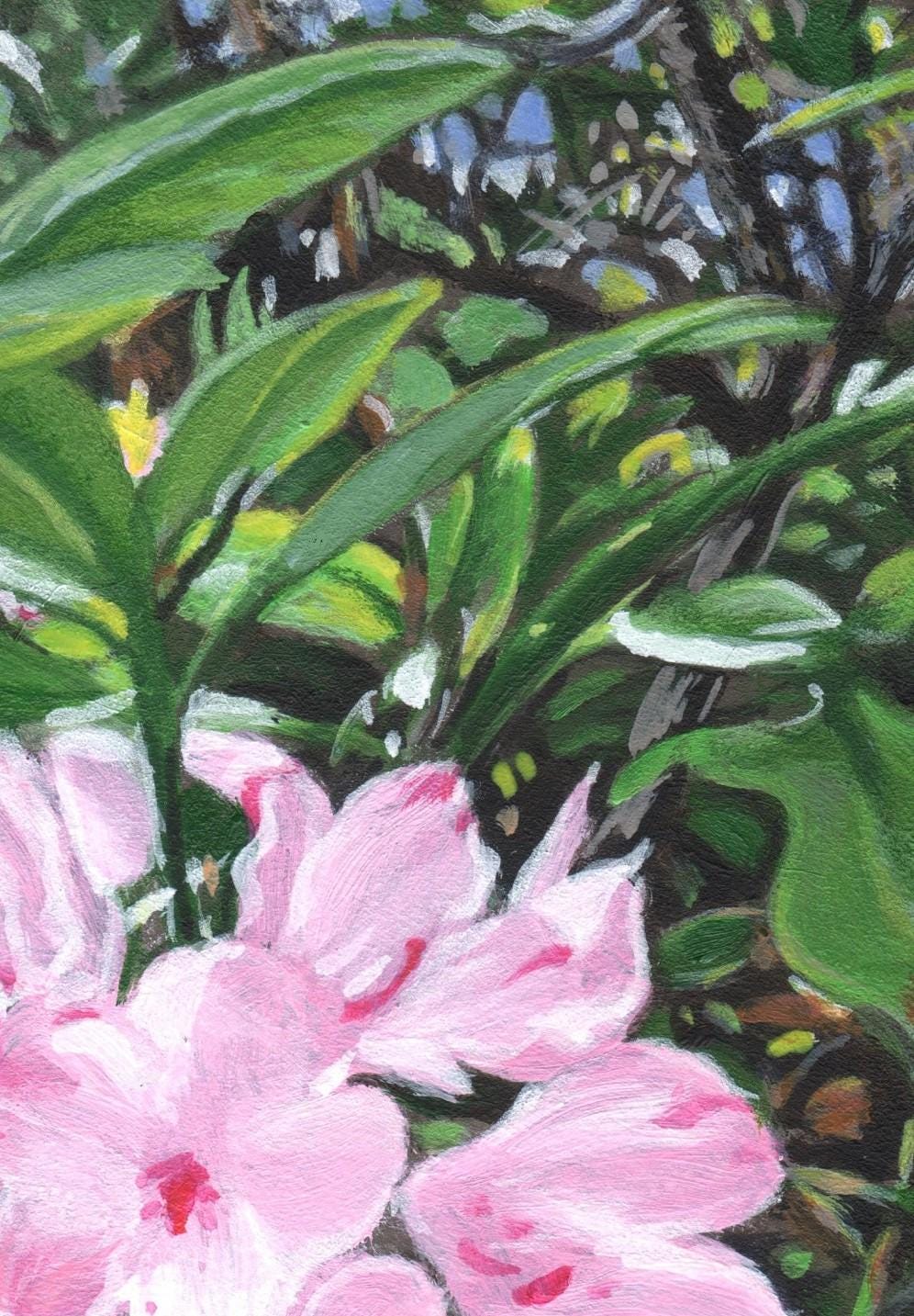 ケン・ドーン/Bush Flowers 版画 177/250 Original Oregon Landscape Painting: Wild Rhododendron Flowers, 7x5