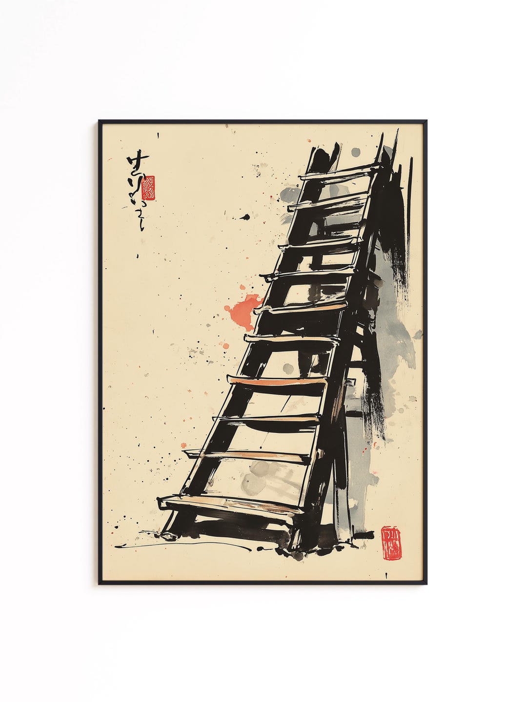 Japanese Sumi E Cat Wall Art Print, Minimalist Black Ink Cats ...