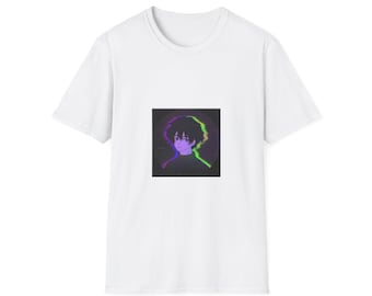 Glitch Neon Anime Boy T-Shirt | Vaporwave Portrait Tee
