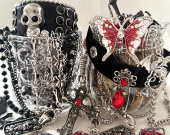 Gothic Mystery Jewelry Jar, Gothic Jewelry Blind Box, Dark Aesthetic Accessories, Cross Butterfly Jewelry Gift