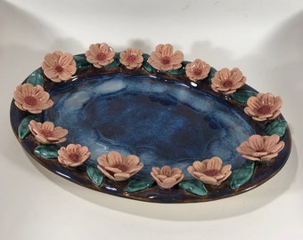 Ceramic Serving Flower Dish, Ceramics and Pottery Flower Dish, Ceramic Art Dish