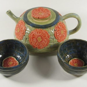 Ceramic Teapot - Ceramics and Pottery Teapot Set - Ceramic Art - Handmade Flower Teapot