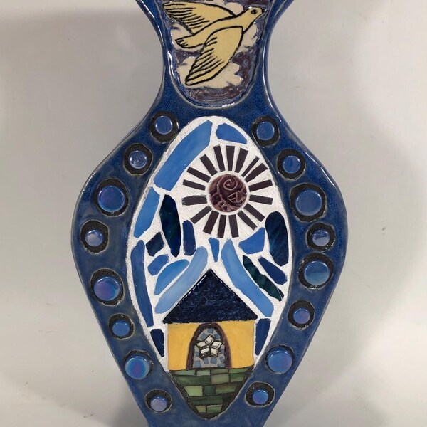 Blue Ceramic Vase, Home Decor Vase, Handmade Ceramics Art Vase