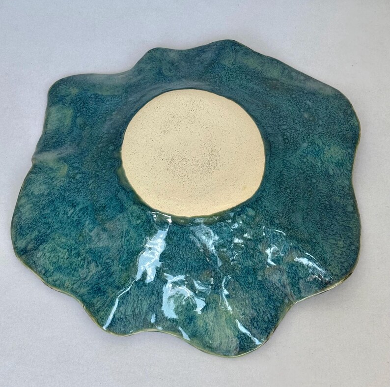 Handcarved Ceramic Flower Bowl, Sgraffito Pottery, Food Safe Glazed Decor, Functional Home Decor Piece image 5