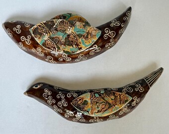 Handmade Ceramic Wall Birds: Stoneware Pottery Art, Set of 2