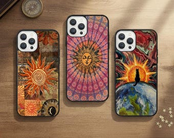 Hippie Sun Shockproof Case for Apple iPhone 17 16 15 14 13 12 11 XR X 8 7 Samsung Galaxy S 25 24 23 22 21 20 Ultra Plus