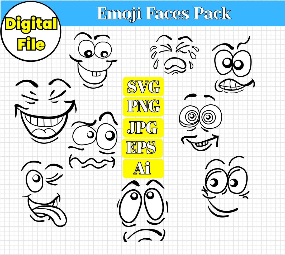 Funny Face Expressions SVG | Cartoon Faces SVG Bundle Vol 2 | Emoji ...