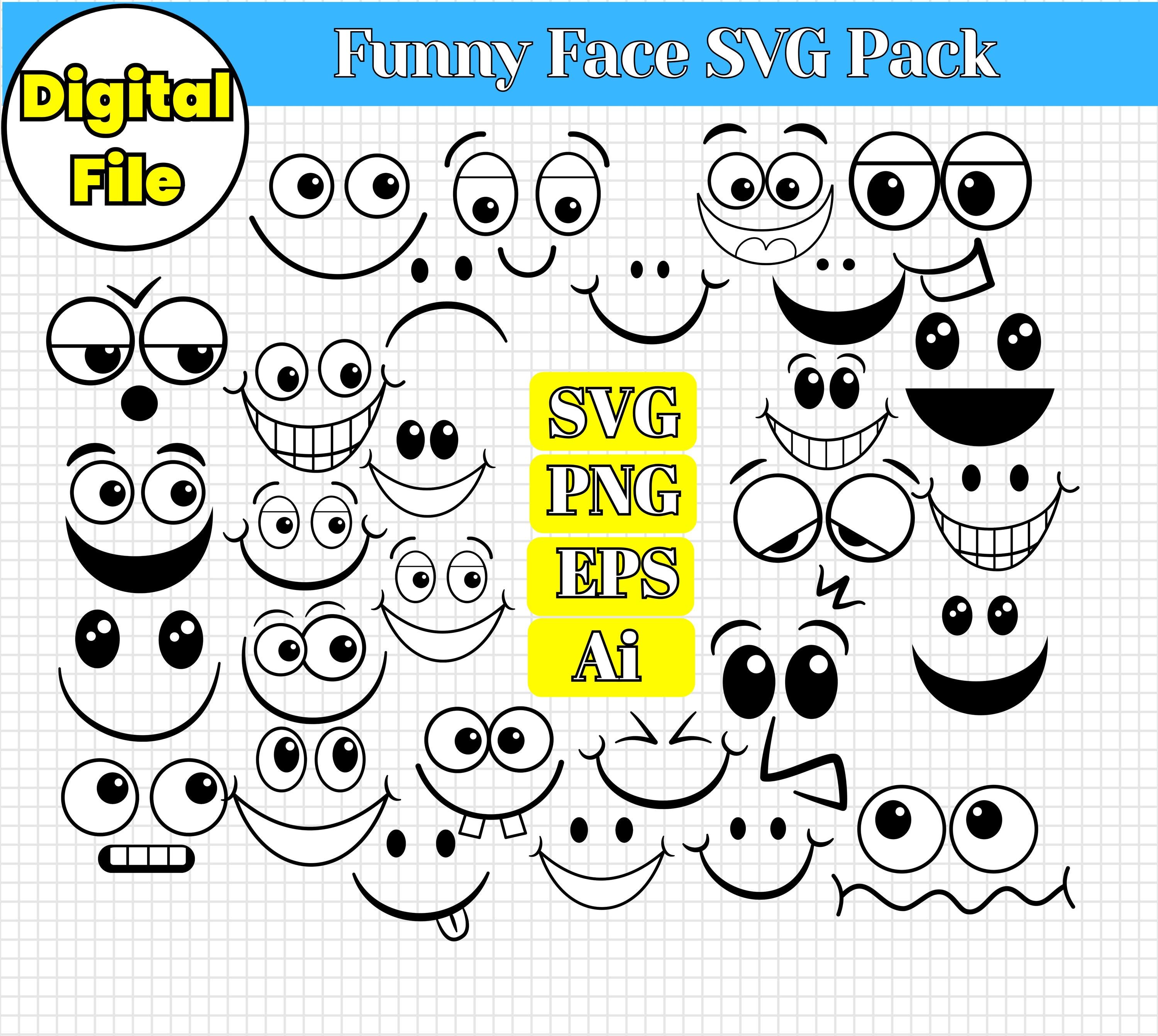 Cartoon Faces SVG Bundle | Funny Face SVG Pack | Emoji Faces SVG ...