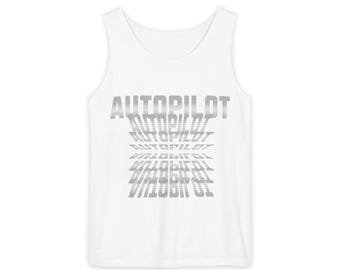 Autopilot Graphic Tank Top, Retro Distorted Text Sleeveless Tee