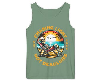 Chasing Light Sunset Skeleton Tank , Beach Life Graphic Tank Top