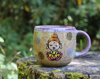 Yoga & Meditation Pottery Mug with Buddha Quote