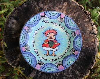 Ponyo Plate Inspired by Studio Ghibli - Handmade & Hand Painted Pottery Plate