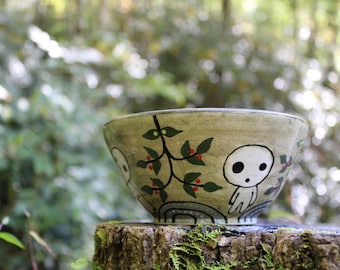 Kodama Forest Spirit Bowl – Ghibli-Inspired Ceramic Art