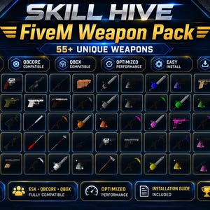FiveM Custom Weapon Pack | 55+ Unique Weapons | ESX, QBCore & QBox Ready | Optimized Performance | Instant Download