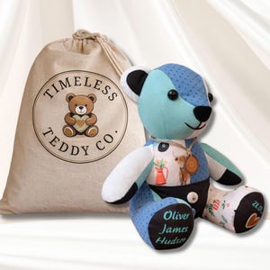 Custom Memory Bear from Baby Clothes – Personalized Keepsake Teddy, First Birthday Gift