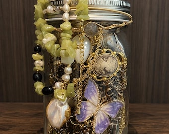 Victorian Mystery Jewelry Jar, Vintage Coquette Accessories Box, Romantic Antique Surprise Gift for Her