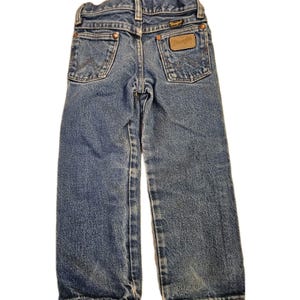 Wrangler Boys Blue Jeans Size 4 Regular Adjustable Waist Denim Broke In image 5