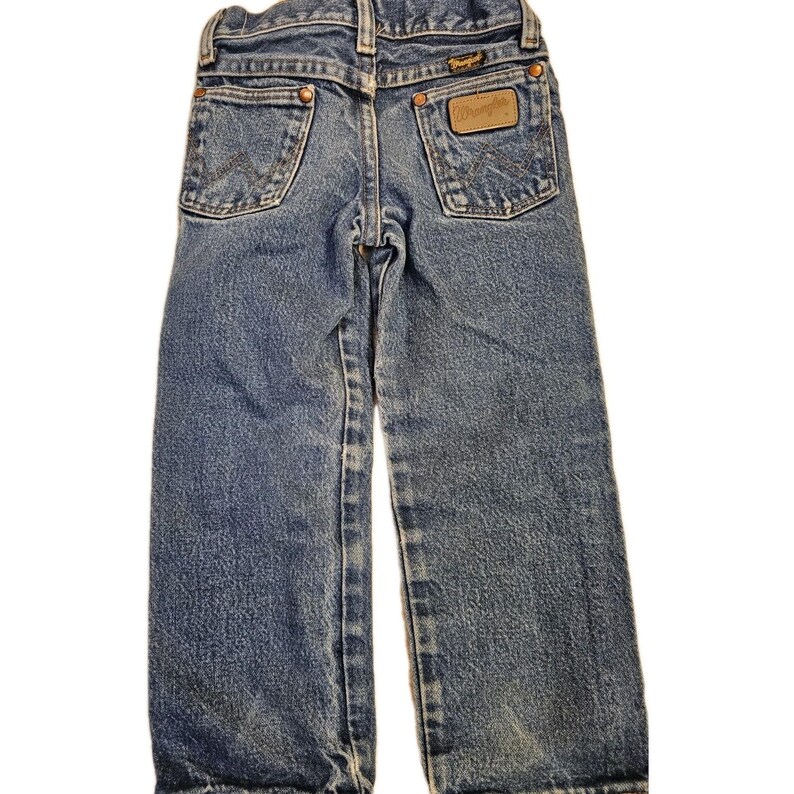 Wrangler Boys Blue Jeans Size 4 Regular Adjustable Waist Denim Broke In image 5