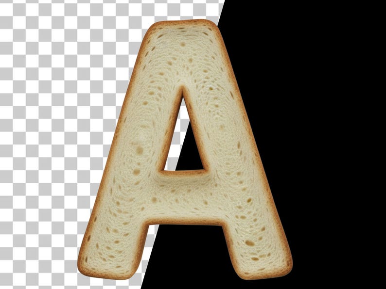 Bread Alphabet PNG | 3D Food Letters A–Z & Numbers 0–9 | Toast Alphabet ...