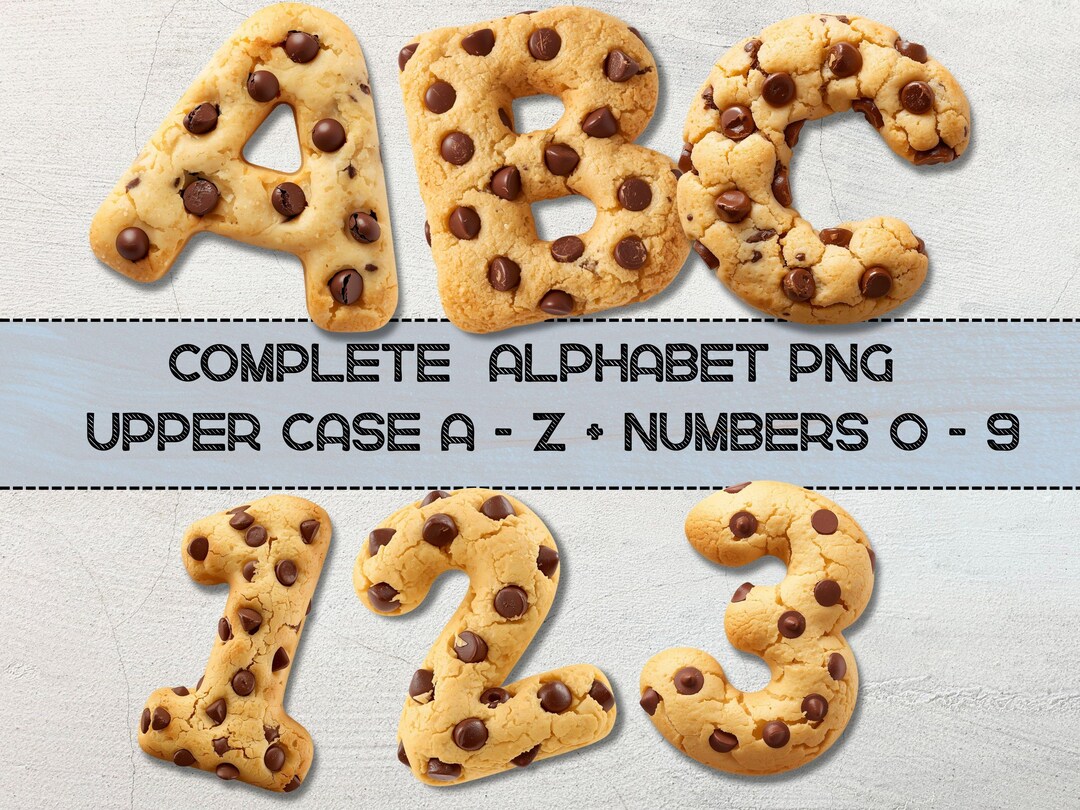 Chocolate Chip Cookie Alphabet PNG Set | 3D Cookie Letters A–Z ...