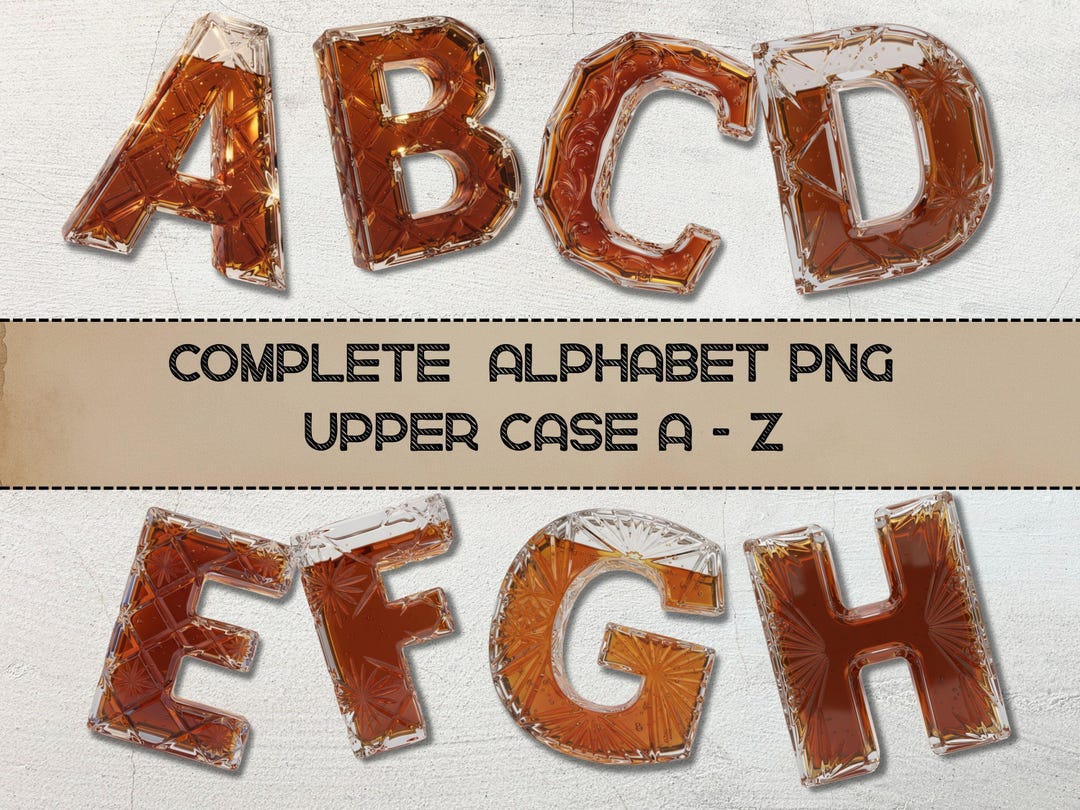 Whisky Alphabet PNG A–Z | Whiskey Glass Letters | Amber Alcohol ...