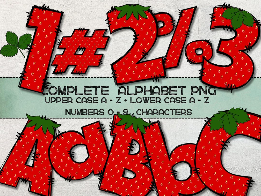 Strawberry Alphabet PNG Clipart – Uppercase and Lowercase Letters ...