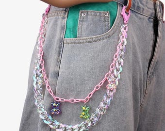 Y2K Rainbow Waist Chain Double Layer Pants Chain