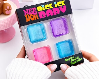 NeeDoh Nice Ice Baby Pack de 4 juguetes antiestrés blandos y sensoriales, cubos para aliviar el estrés.