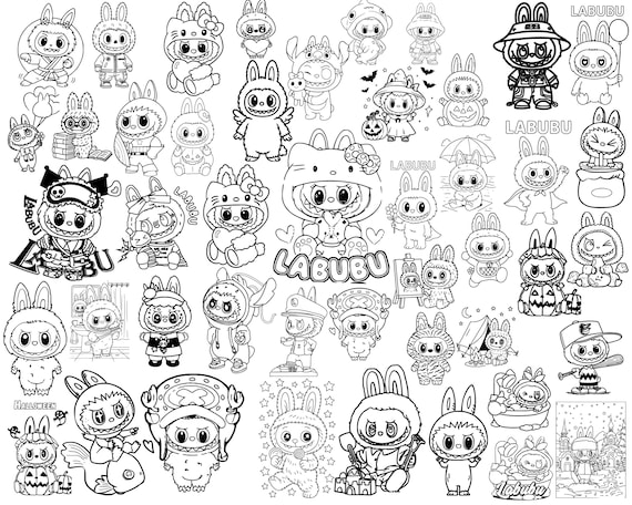 Labubu SVG Bundle | 46 Files – Cute Monster Characters | PNG + SVG | Instant Download for Cricut and Silhouette