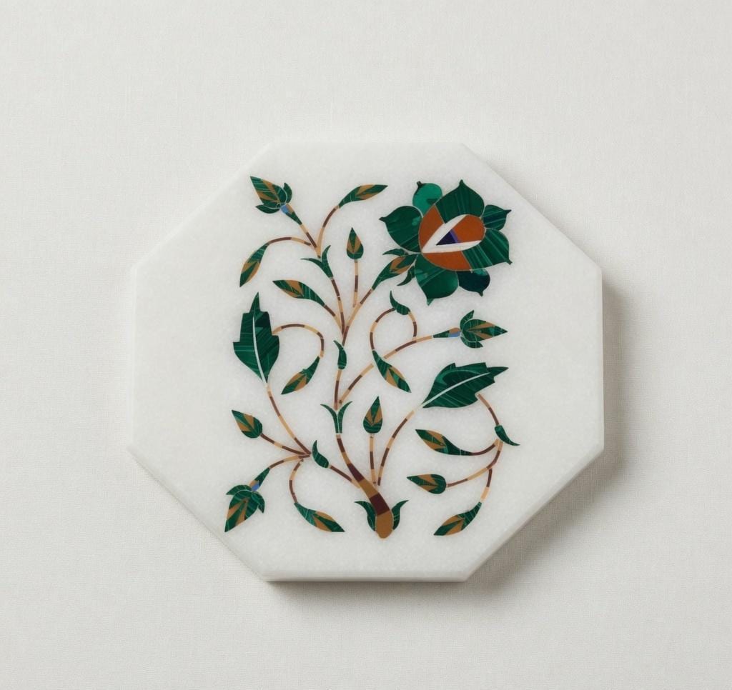 大理石象嵌細工　素晴らしいプレート❣️ヴィンテージ品 インド産大理石象嵌 - Etsy 日本