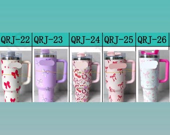 Stanley Style Bows Love Cartoon Valentine’s day Gift Red Pink Partner Love Anniversary Birthday Double Tumbler Cup Mug 40oz