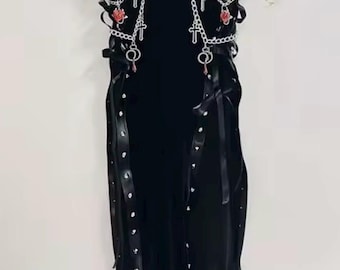 Gothic Cyberpunk Skirt Emo Grunge Streetwear Bustier Chain Y2k Edgy Festival Rave Fashion Goth Aesthetic Harajaku Punk Rock Metal
