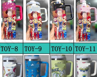 Stanley Style Toy Story Disney Cartoon Valentine’s day Gift Red Pink Partner Love Anniversary Birthday Double Tumbler Tupperware Mug 40oz