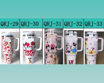Stanley Style Disney Minnie Love Cartoon Valentine’s day Gift Red Pink Partner Love Anniversary Birthday Double Tumbler Cup Mug 40oz