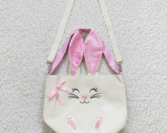 Kids Toddler Children Easter Basket Bunny Rabbit 2026 Egg Hunt Basket Bag Holder Gift Handbag Tote Candy Stuffer Storage Container