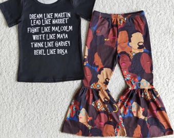 Mese della storia dei neri Due pezzi Abbigliamento per bambini Eredità afroamericana Mlk Luther Empowerment nero Il nero è bello Bambini piccoli